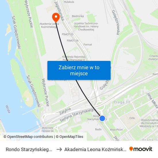 Rondo Starzyńskiego 09 to Akademia Leona Koźmińskiego map