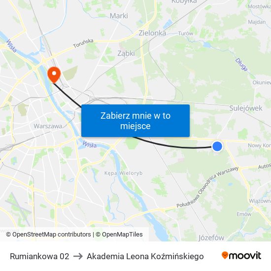 Rumiankowa 02 to Akademia Leona Koźmińskiego map