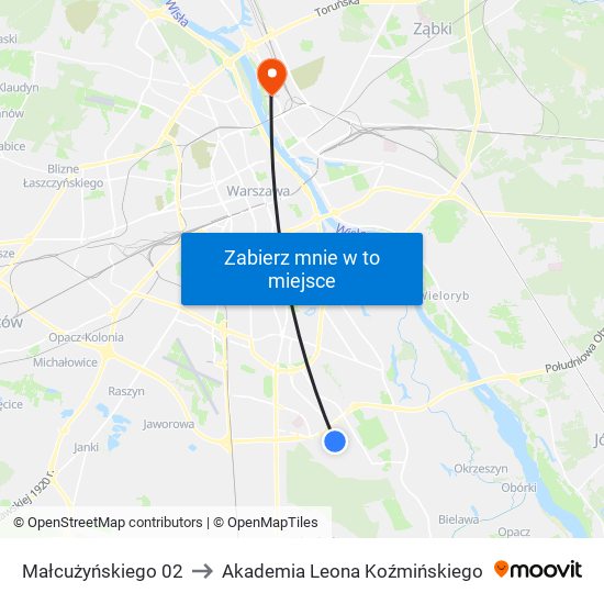 Małcużyńskiego 02 to Akademia Leona Koźmińskiego map