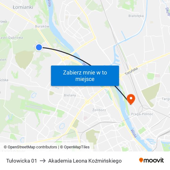 Tułowicka 01 to Akademia Leona Koźmińskiego map