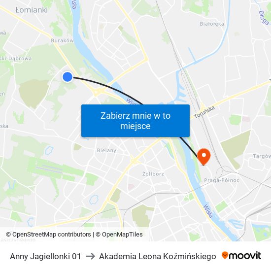 Anny Jagiellonki 01 to Akademia Leona Koźmińskiego map