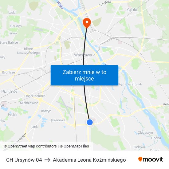 CH Ursynów 04 to Akademia Leona Koźmińskiego map