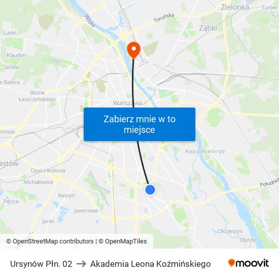 Ursynów Płn. 02 to Akademia Leona Koźmińskiego map