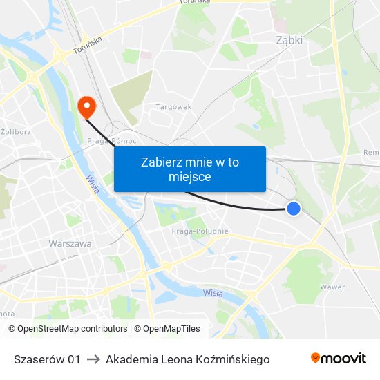 Szaserów 01 to Akademia Leona Koźmińskiego map