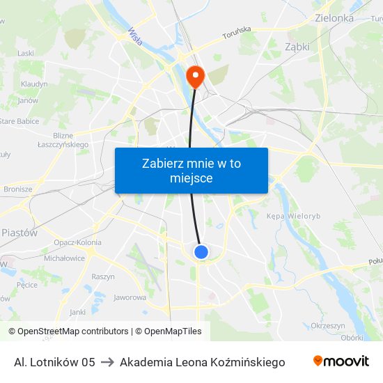 Al. Lotników 05 to Akademia Leona Koźmińskiego map