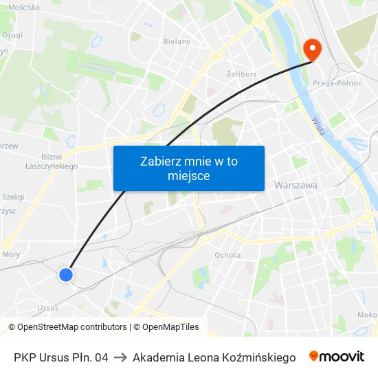 PKP Ursus Płn. 04 to Akademia Leona Koźmińskiego map