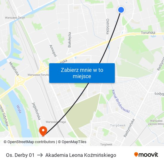 Os. Derby 01 to Akademia Leona Koźmińskiego map