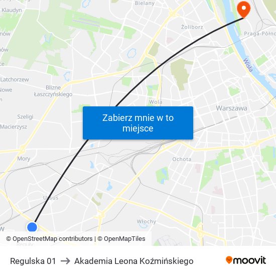 Regulska 01 to Akademia Leona Koźmińskiego map