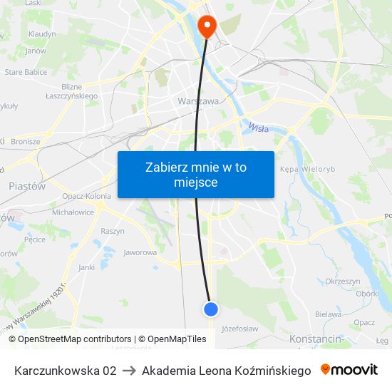 Karczunkowska 02 to Akademia Leona Koźmińskiego map