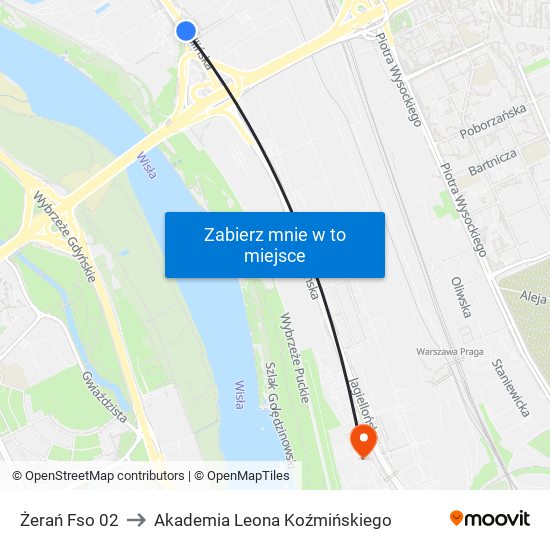 Żerań Fso 02 to Akademia Leona Koźmińskiego map