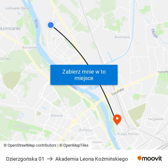 Dzierzgońska 01 to Akademia Leona Koźmińskiego map