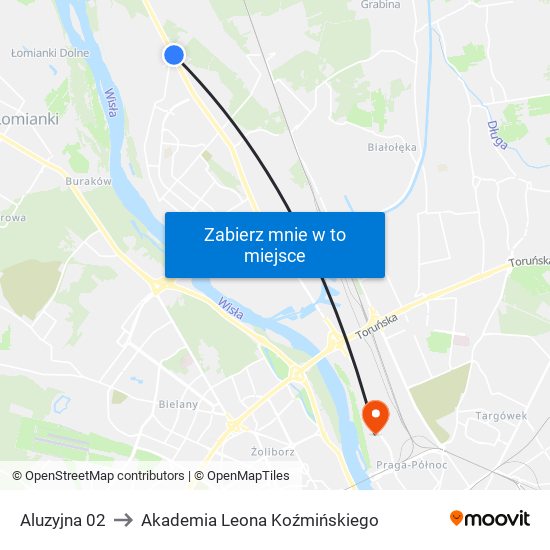 Aluzyjna 02 to Akademia Leona Koźmińskiego map