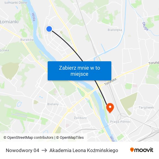 Nowodwory 04 to Akademia Leona Koźmińskiego map