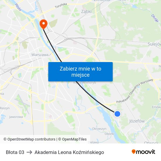 Błota 03 to Akademia Leona Koźmińskiego map