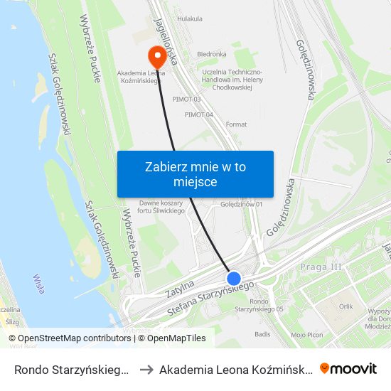 Rondo Starzyńskiego 01 to Akademia Leona Koźmińskiego map