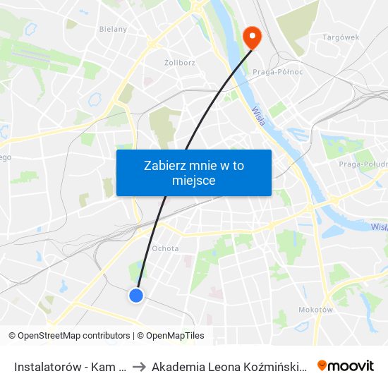 Instalatorów - Kam 01 to Akademia Leona Koźmińskiego map