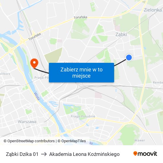 Ząbki Dzika 01 to Akademia Leona Koźmińskiego map