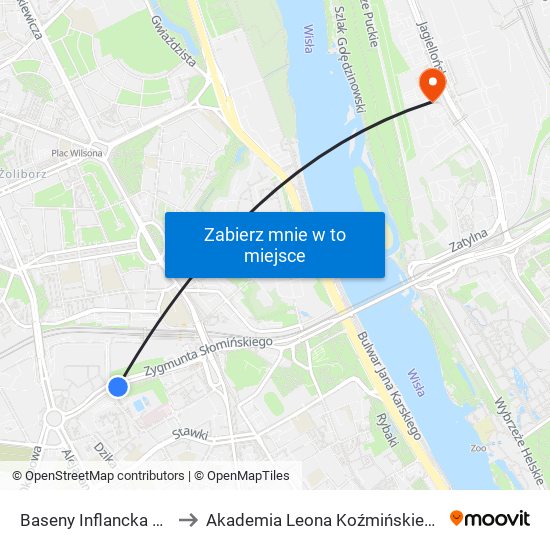 Baseny Inflancka 01 to Akademia Leona Koźmińskiego map