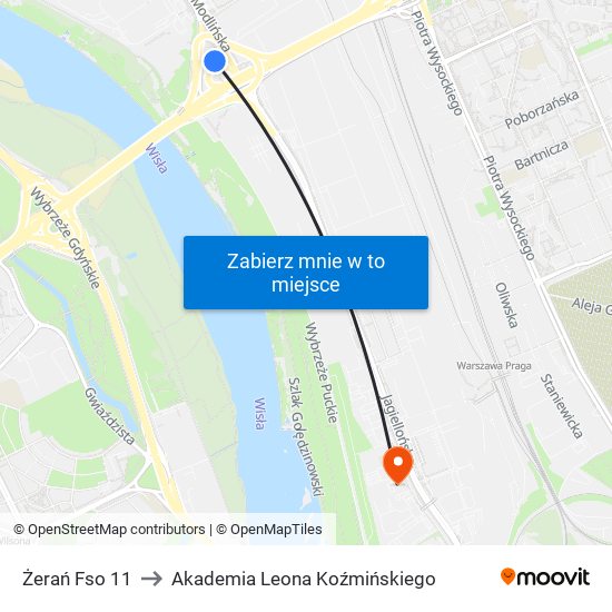 Żerań Fso 11 to Akademia Leona Koźmińskiego map