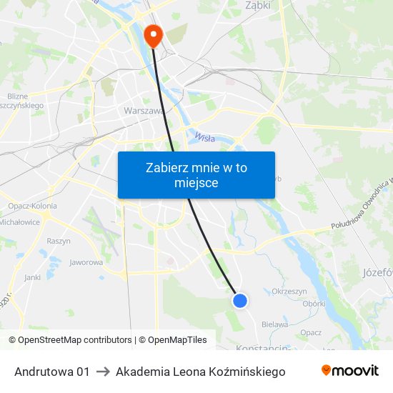 Andrutowa 01 to Akademia Leona Koźmińskiego map