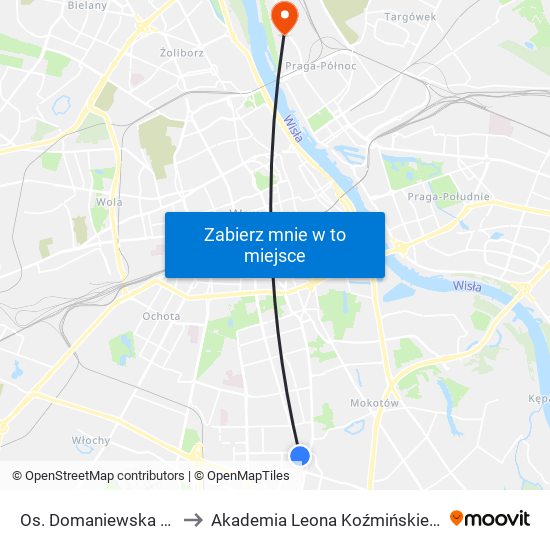 Os. Domaniewska 01 to Akademia Leona Koźmińskiego map