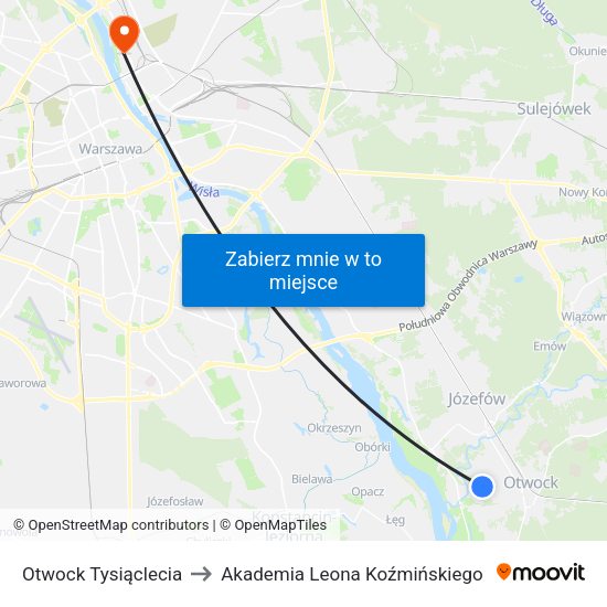 Otwock Tysiąclecia to Akademia Leona Koźmińskiego map