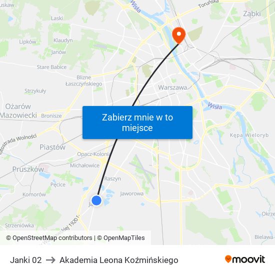 Janki to Akademia Leona Koźmińskiego map