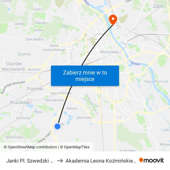 Janki Pl. Szwedzki 02 to Akademia Leona Koźmińskiego map