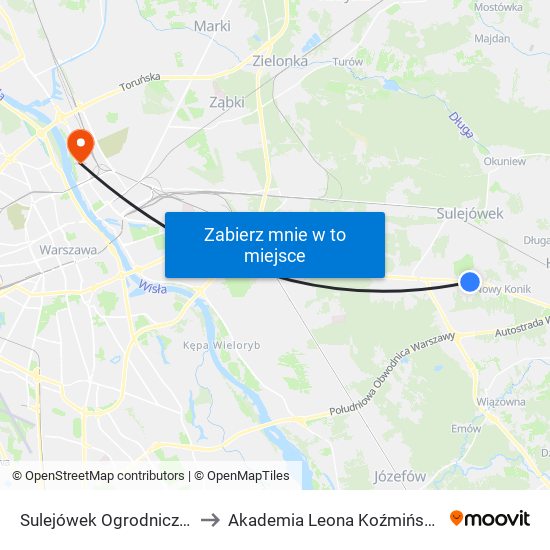 Sulejówek Ogrodnicza 01 to Akademia Leona Koźmińskiego map