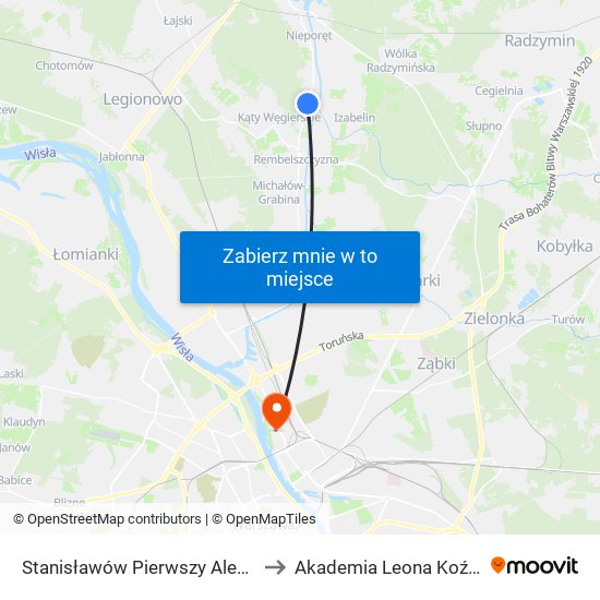 Stanisławów Pierwszy Aleksandrów 01 to Akademia Leona Koźmińskiego map