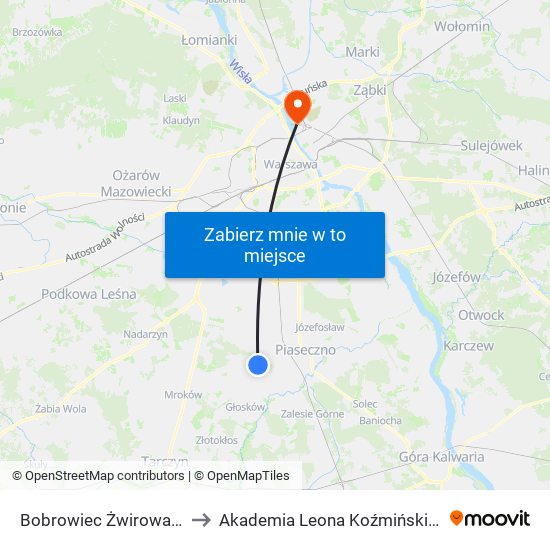 Bobrowiec Żwirowa 01 to Akademia Leona Koźmińskiego map