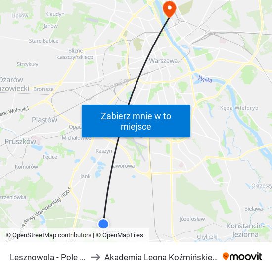 Lesznowola - Pole 01 to Akademia Leona Koźmińskiego map