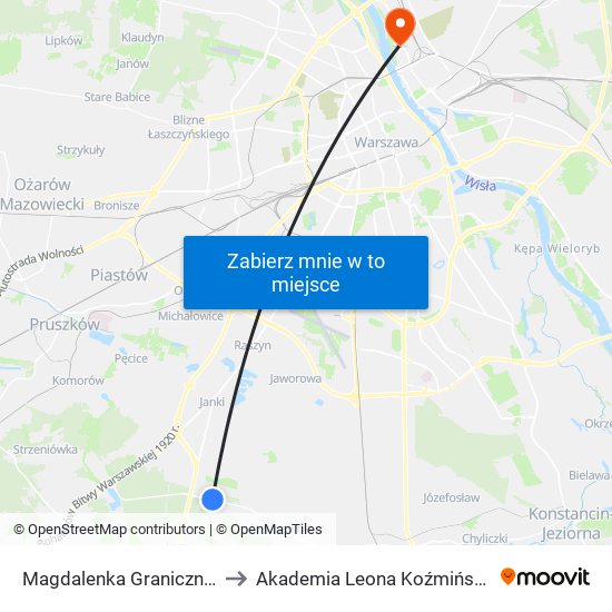 Magdalenka Graniczna 01 to Akademia Leona Koźmińskiego map