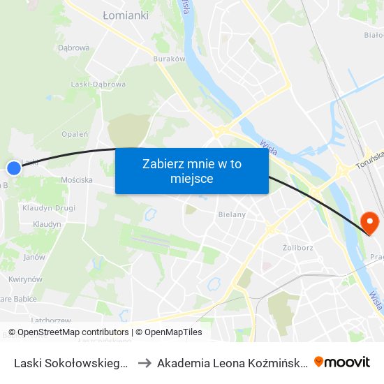 Laski Sokołowskiego 02 to Akademia Leona Koźmińskiego map