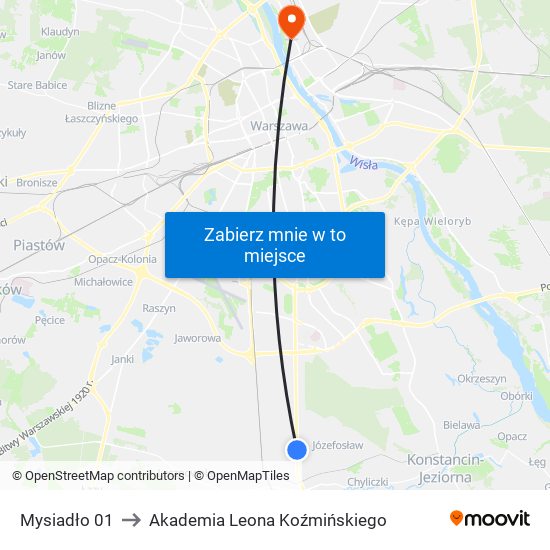 Mysiadło 01 to Akademia Leona Koźmińskiego map