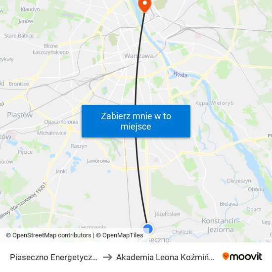 Piaseczno Energetyczna 01 to Akademia Leona Koźmińskiego map