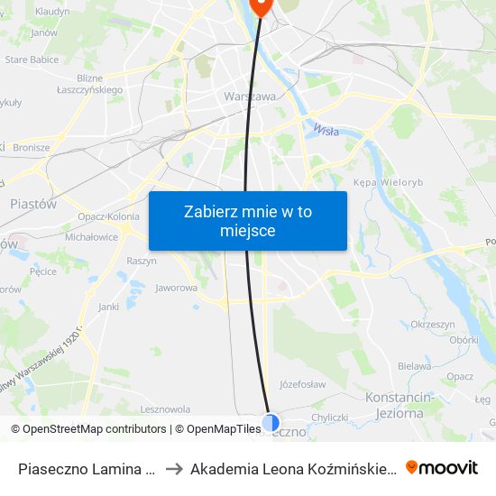 Piaseczno Lamina 03 to Akademia Leona Koźmińskiego map