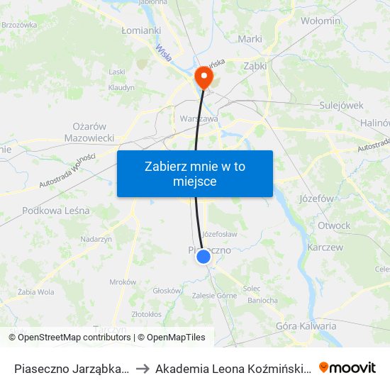 Piaseczno Jarząbka to Akademia Leona Koźmińskiego map