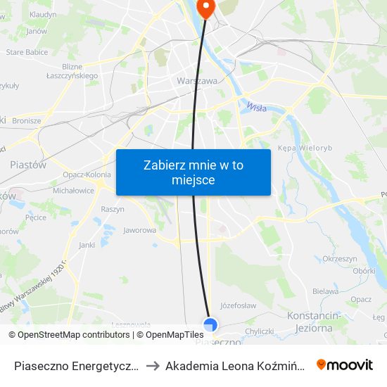 Piaseczno Energetyczna 02 to Akademia Leona Koźmińskiego map