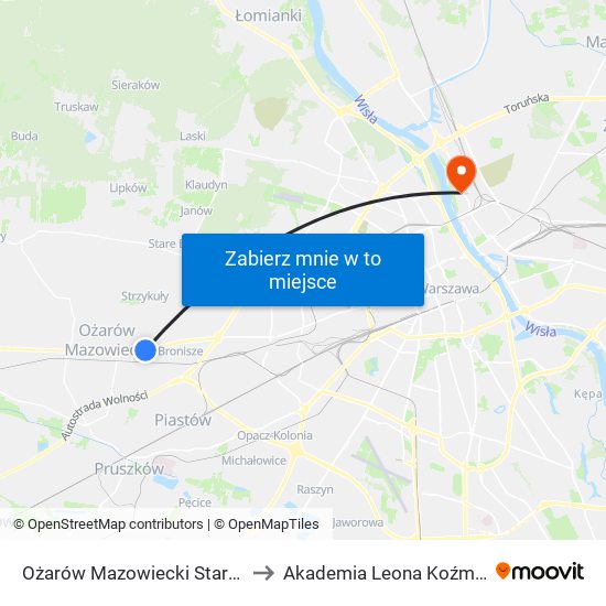 Ożarów Mazowiecki Starostwo to Akademia Leona Koźmińskiego map