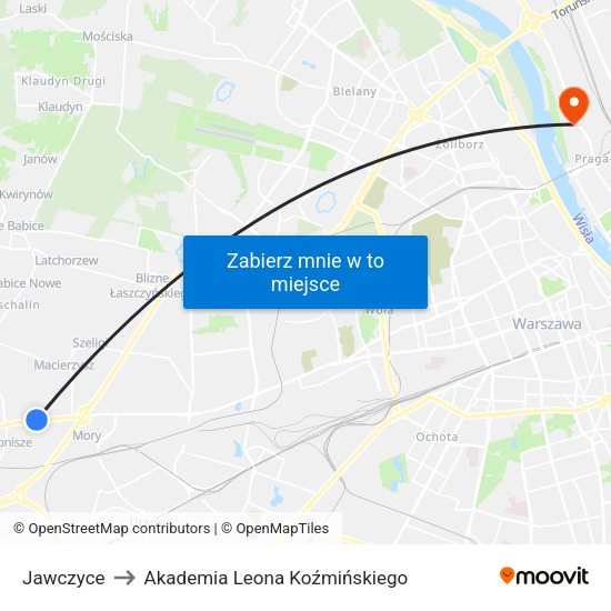 Jawczyce to Akademia Leona Koźmińskiego map