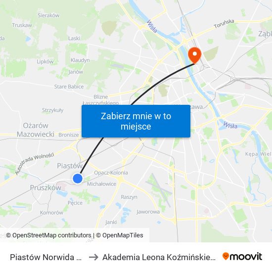 Piastów Norwida 01 to Akademia Leona Koźmińskiego map