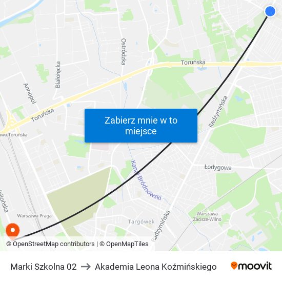 Marki Szkolna to Akademia Leona Koźmińskiego map