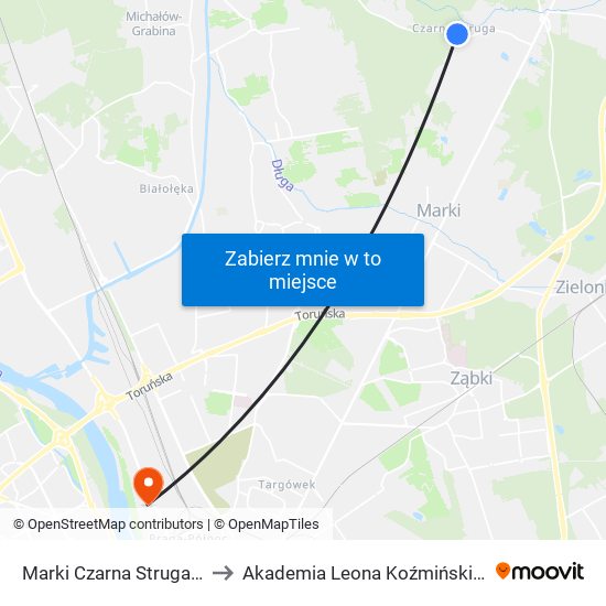 Marki Czarna Struga 01 to Akademia Leona Koźmińskiego map