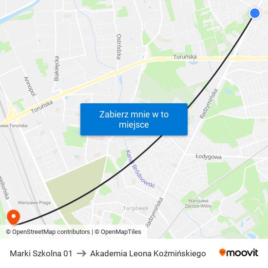 Marki Szkolna 01 to Akademia Leona Koźmińskiego map