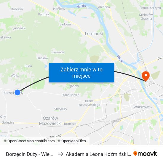 Borzęcin Duży-Wieś to Akademia Leona Koźmińskiego map