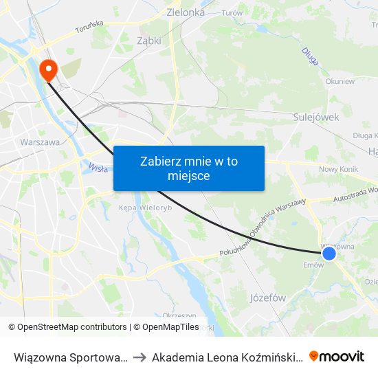 Wiązowna Sportowa 02 to Akademia Leona Koźmińskiego map