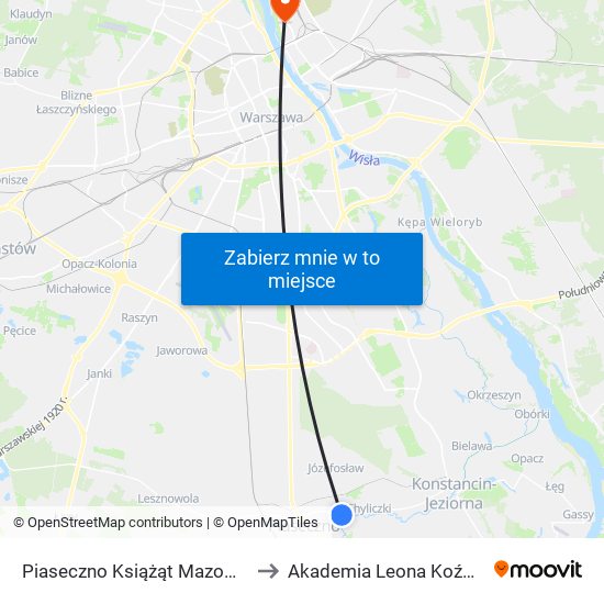 Piaseczno Książąt Mazowieckich 02 to Akademia Leona Koźmińskiego map