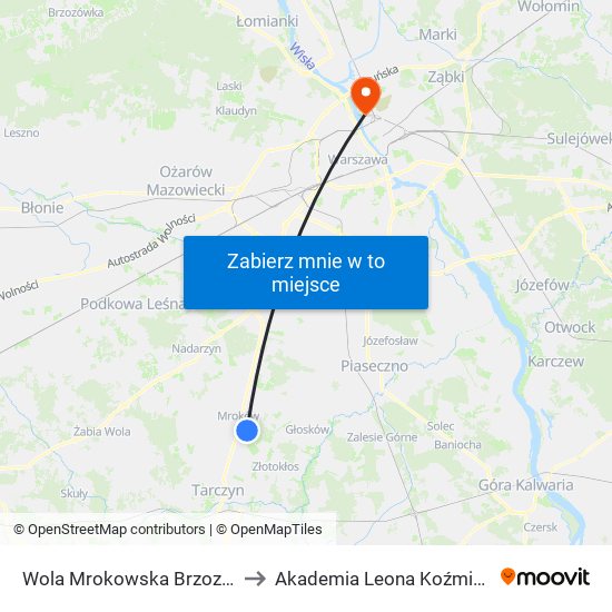 Warszawianka Brzozowa to Akademia Leona Koźmińskiego map