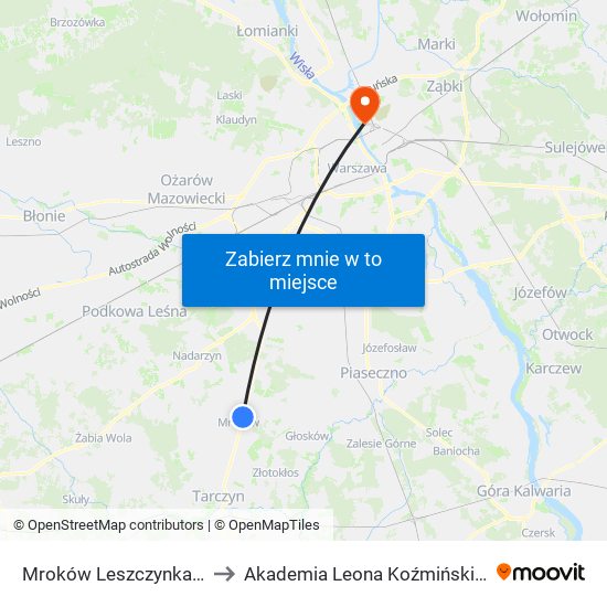 Mroków Leszczynka 01 to Akademia Leona Koźmińskiego map